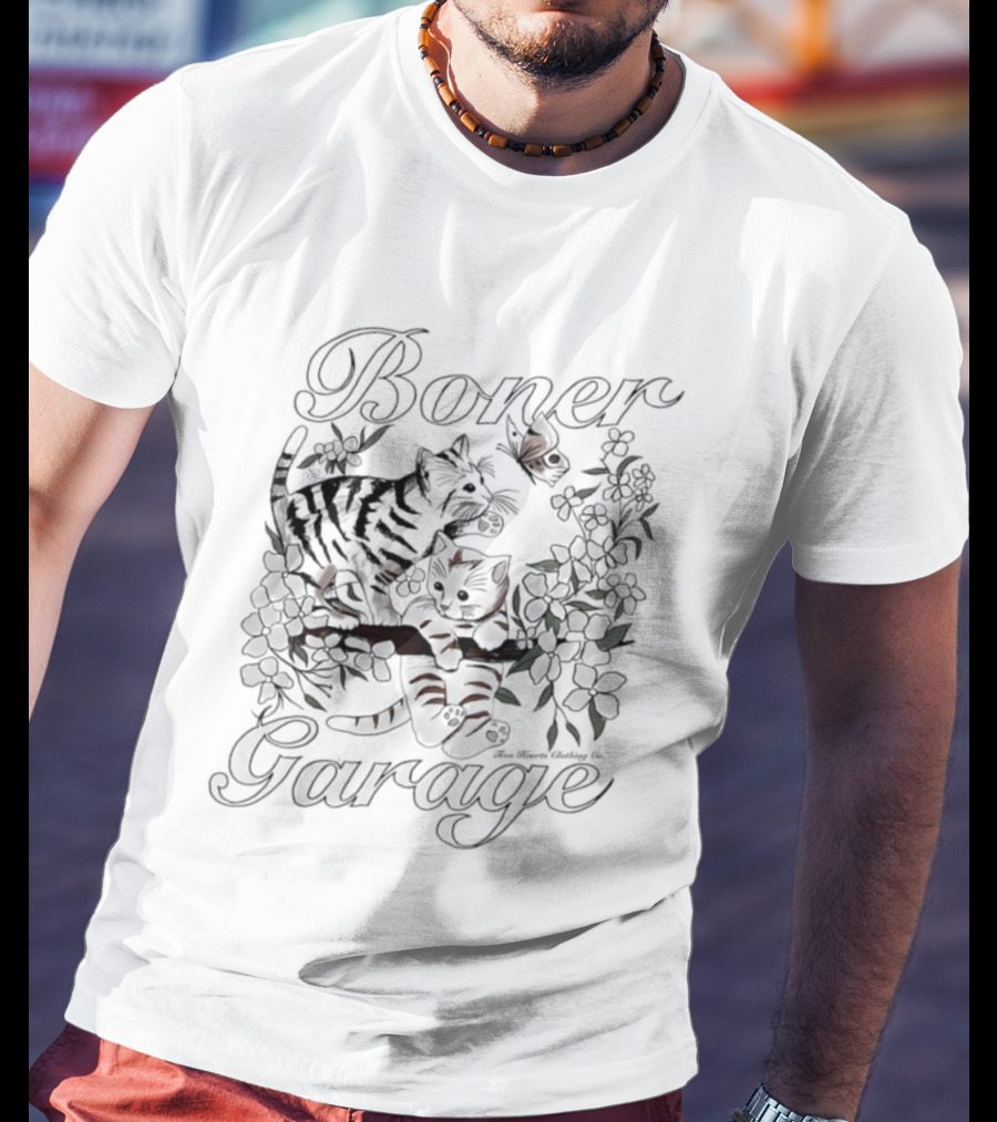 Boner Garage Cats And Flowers Teen Hearts Clothing Co T-Shirt