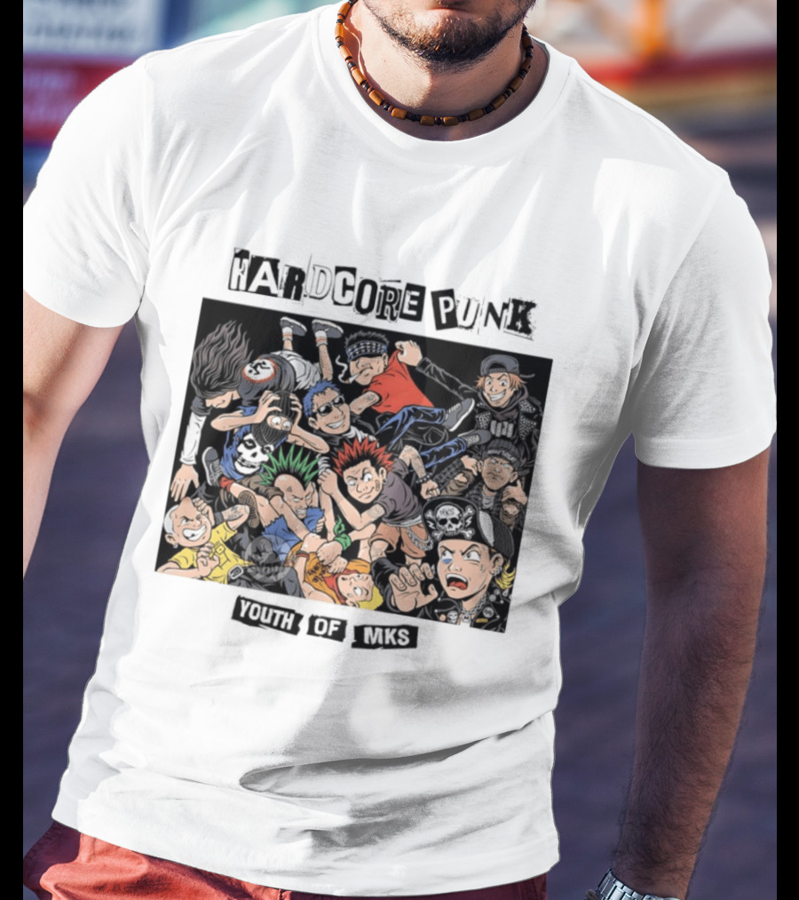 Hardcore Punk Youth Of Mks Vintage Cartoon Style Crowd Scene T-Shirt