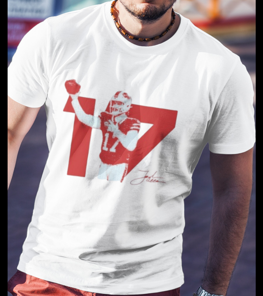 Josh Allen Buffalo Bills Number 17 Football Action T-Shirt