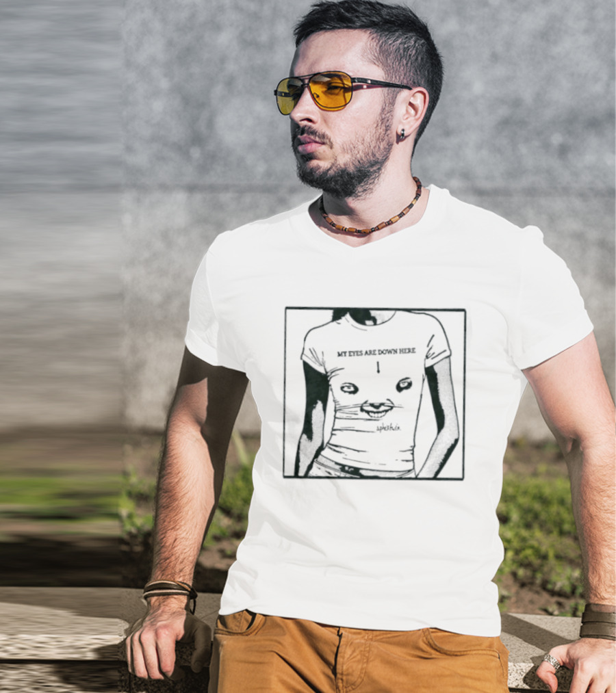 My Eyes Are Down Here Aphex Twin Richard D James Text And Visual Humor T-Shirt
