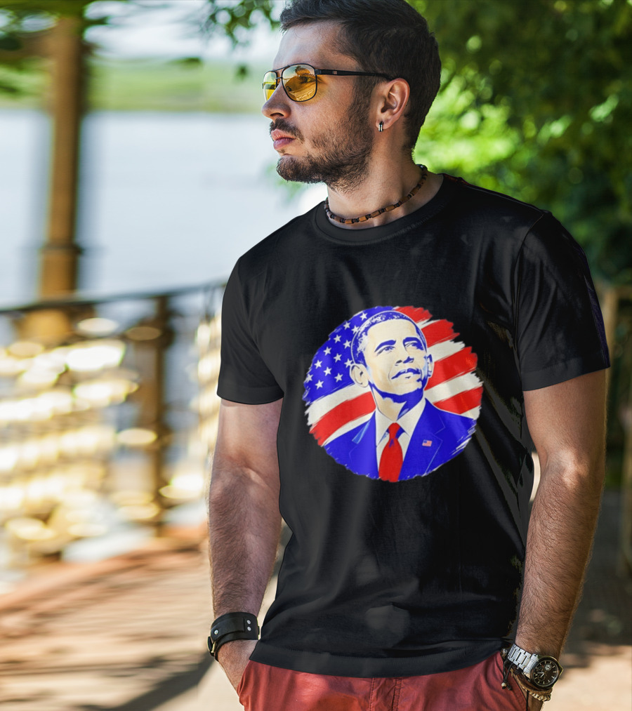 Barack Obama American Flag US President T-Shirt