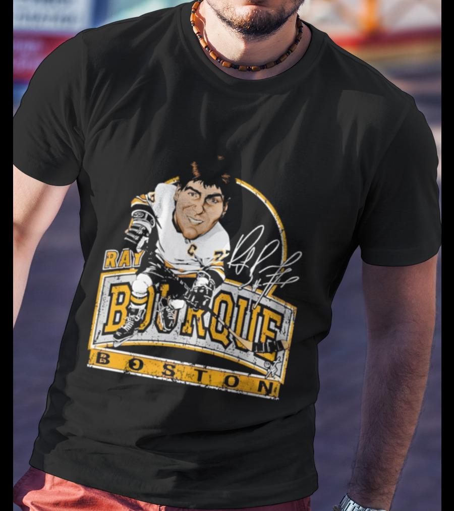Ray Bourque Boston Bruins Hockey Bruce Stark Caricature T-Shirt