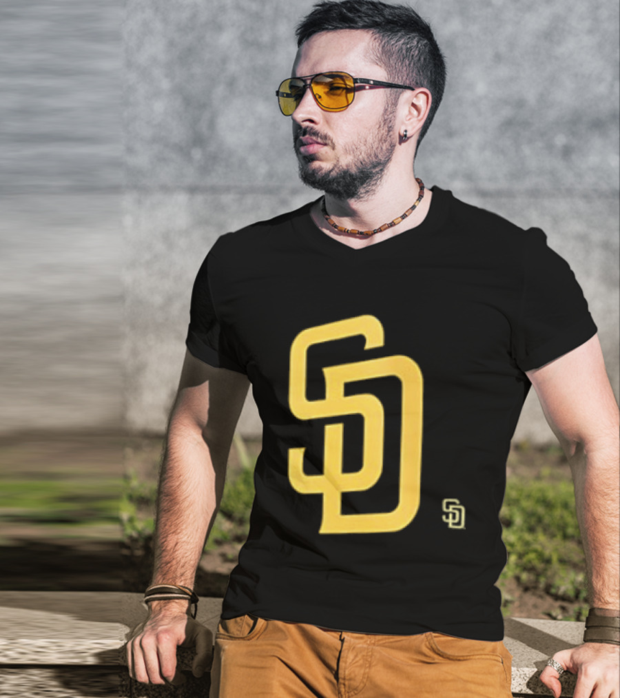 San Diego Padres SD Logo Cartoon 2 Sided T-Shirt