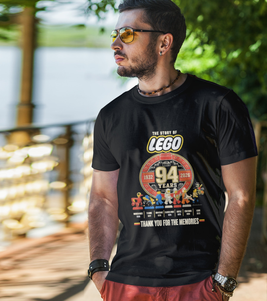 The Story Of Lego 1932 2026 94 Years Thank You For The Memories History Timeline T-Shirt