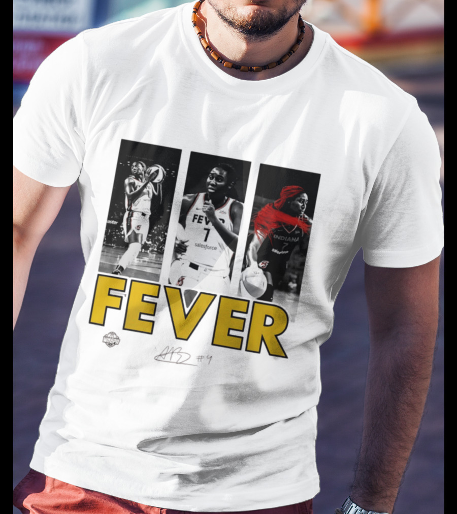 Indiana Fever Aliyah Boston WNBA Player Collage Signature T-Shirt