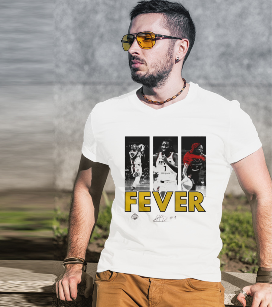 Indiana Fever Aliyah Boston WNBA Player Collage Signature T-Shirt