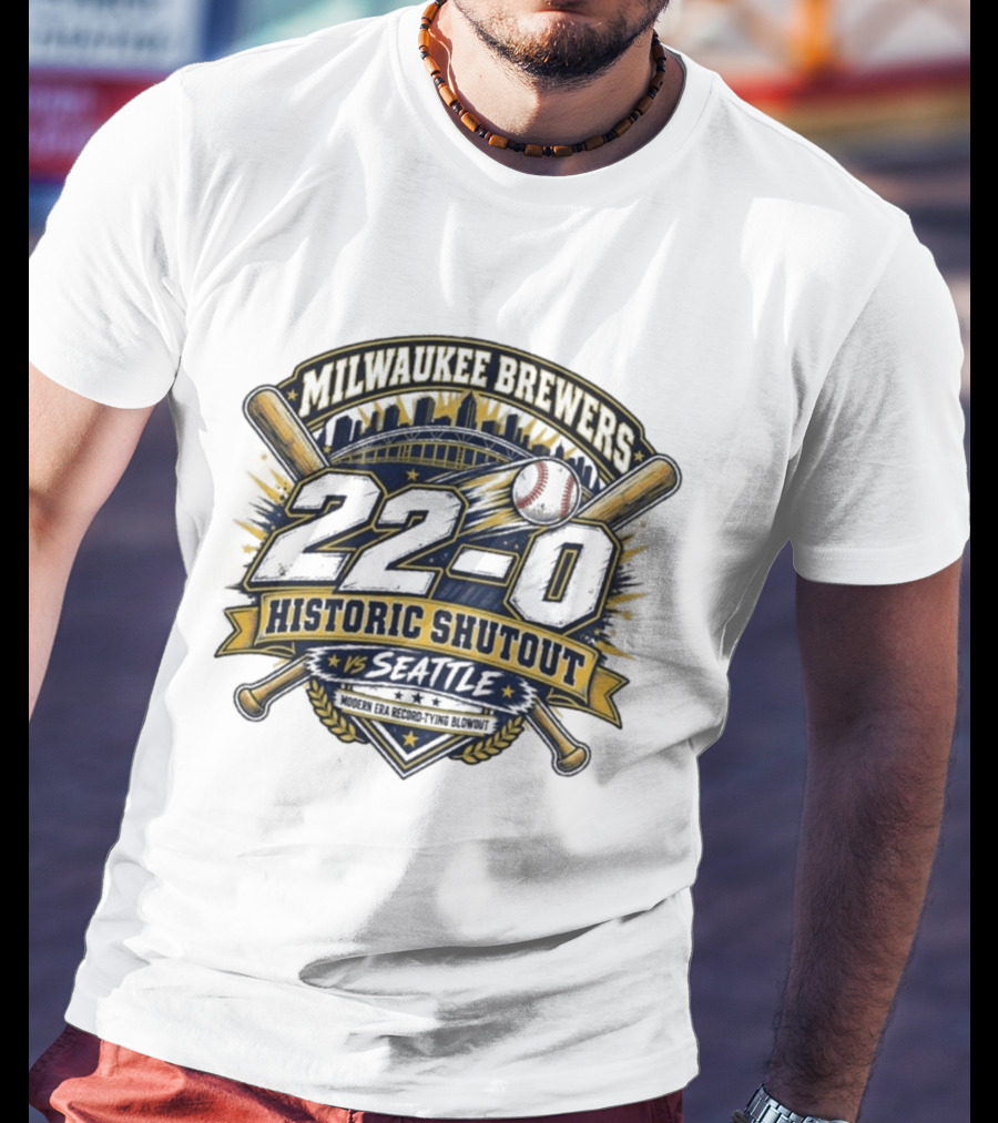 Milwaukee Brewers 22 0 Historic Shutout Vs Seattle Modern Era Record Tying Blowout T-Shirt
