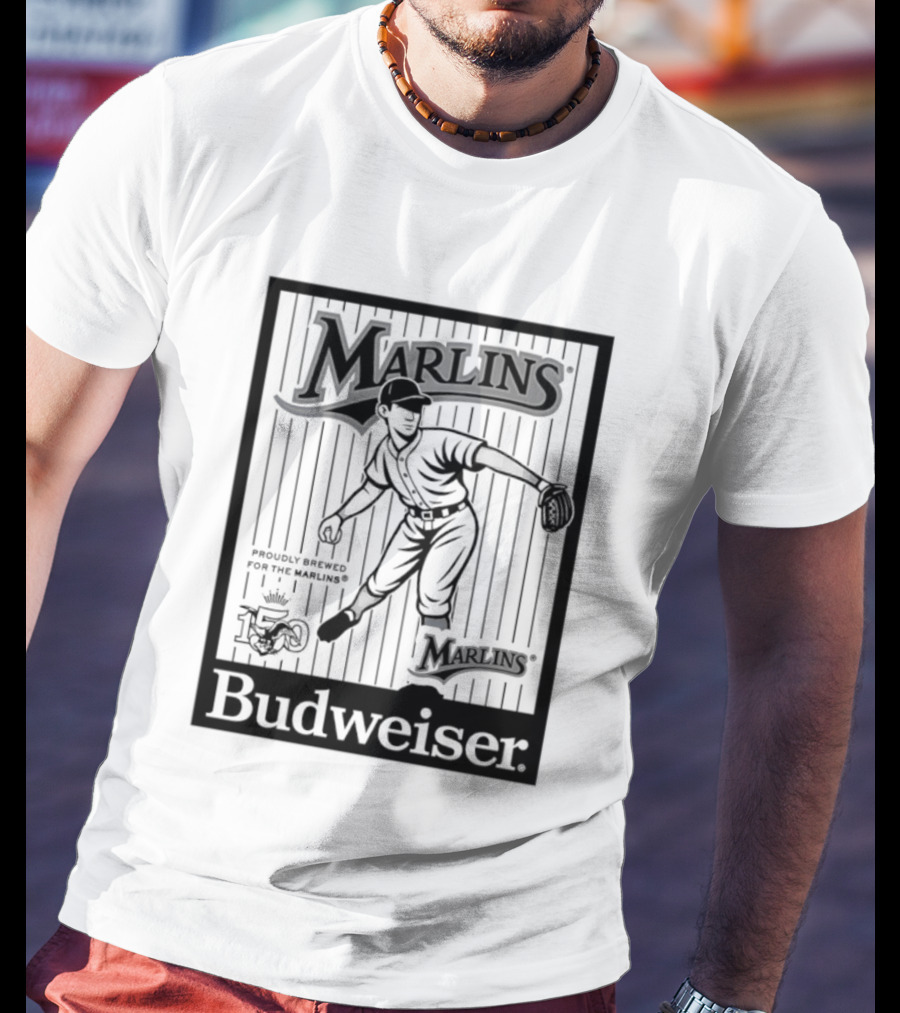 Budweiser 150 Years Florida Marlins Baseball Vintage Player T-Shirt