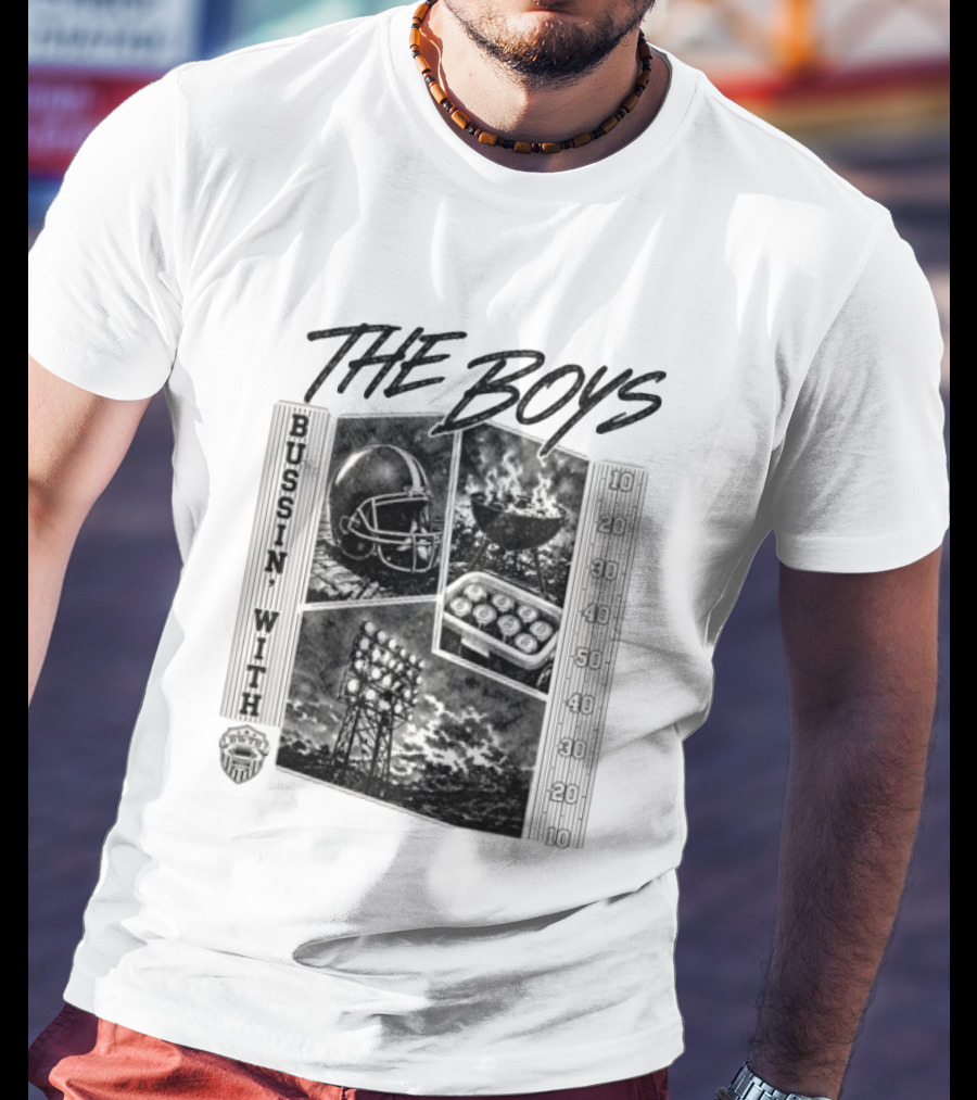 Bussin With The Boys Football Podcast Grilling And Game Day Vibes T-Shirt