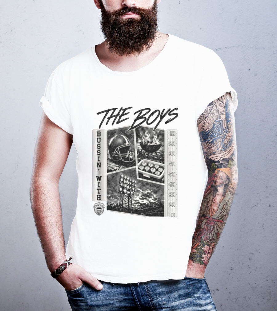 Bussin With The Boys Football Podcast Grilling And Game Day Vibes T-Shirt