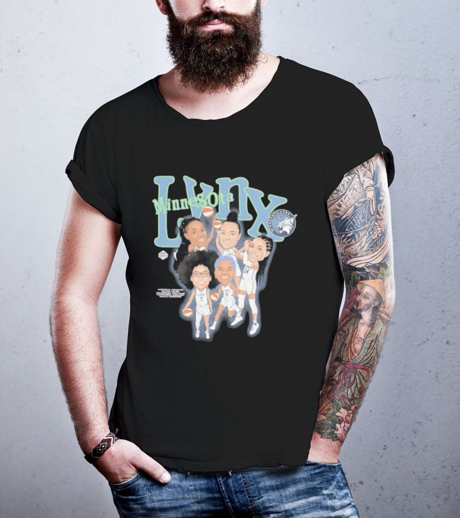 Minnesota Lynx Big 5 WNBA Basketball Caricature Team Spirit T-Shirt