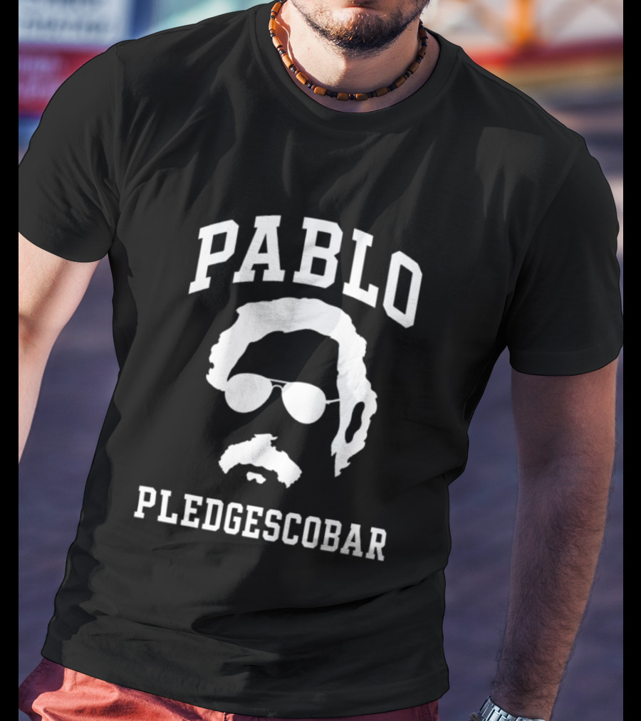 Pablo Pledgescobar Silhouette With Sunglasses And Mustache T-Shirt