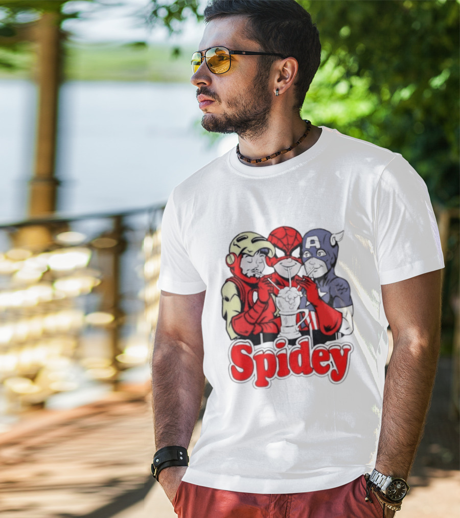 Spidey Iron Man Captain America Beer Meme T-Shirt