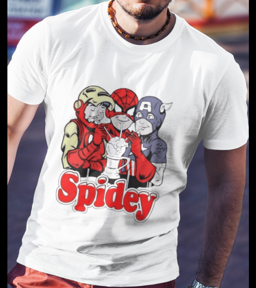 Spidey Iron Man Captain America Beer Meme T-Shirt