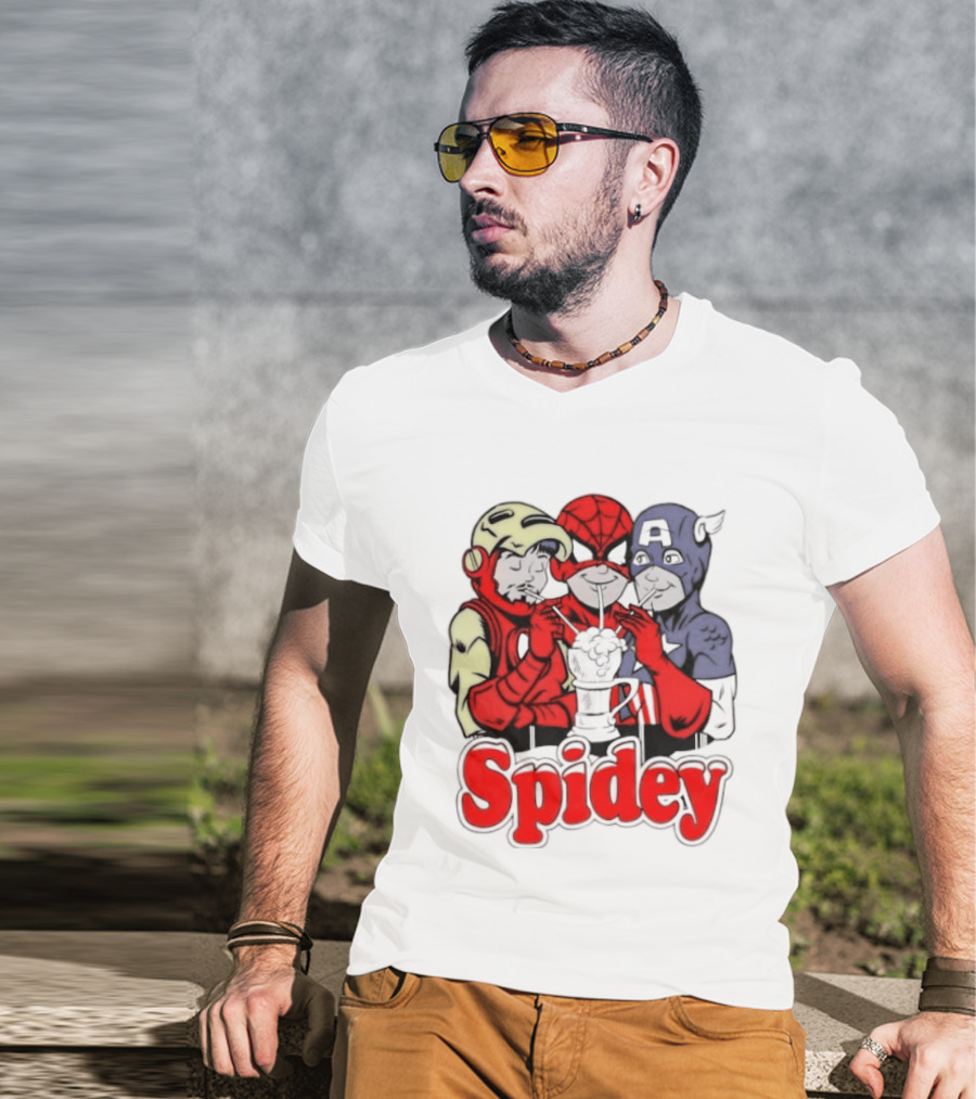 Spidey Iron Man Captain America Beer Meme T-Shirt