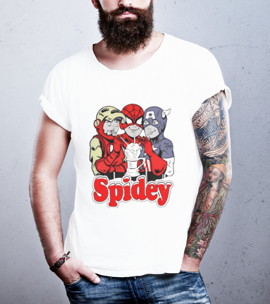 Spidey Iron Man Captain America Beer Meme T-Shirt