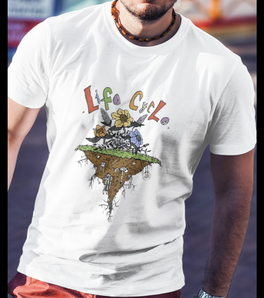 Life Cycle Floating Island With Colorful Flowers T-Shirt