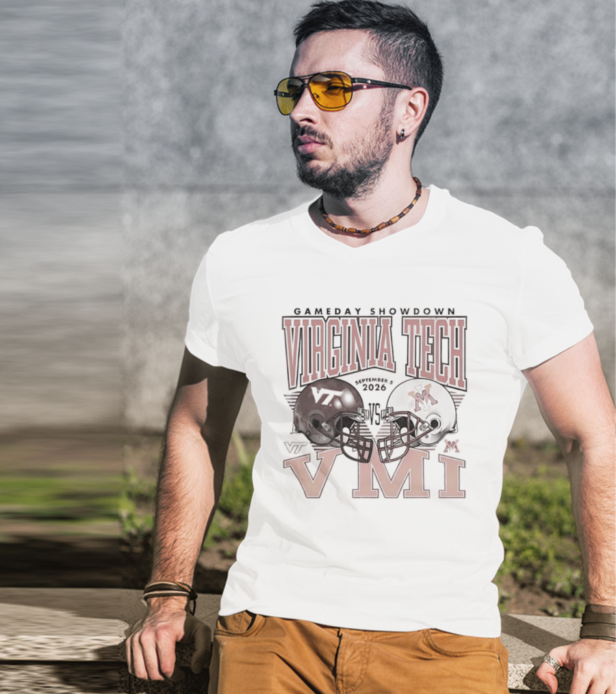 Virginia Tech Hokies Vs VMI 2026 Gameday Showdown Football Helmets T-Shirt