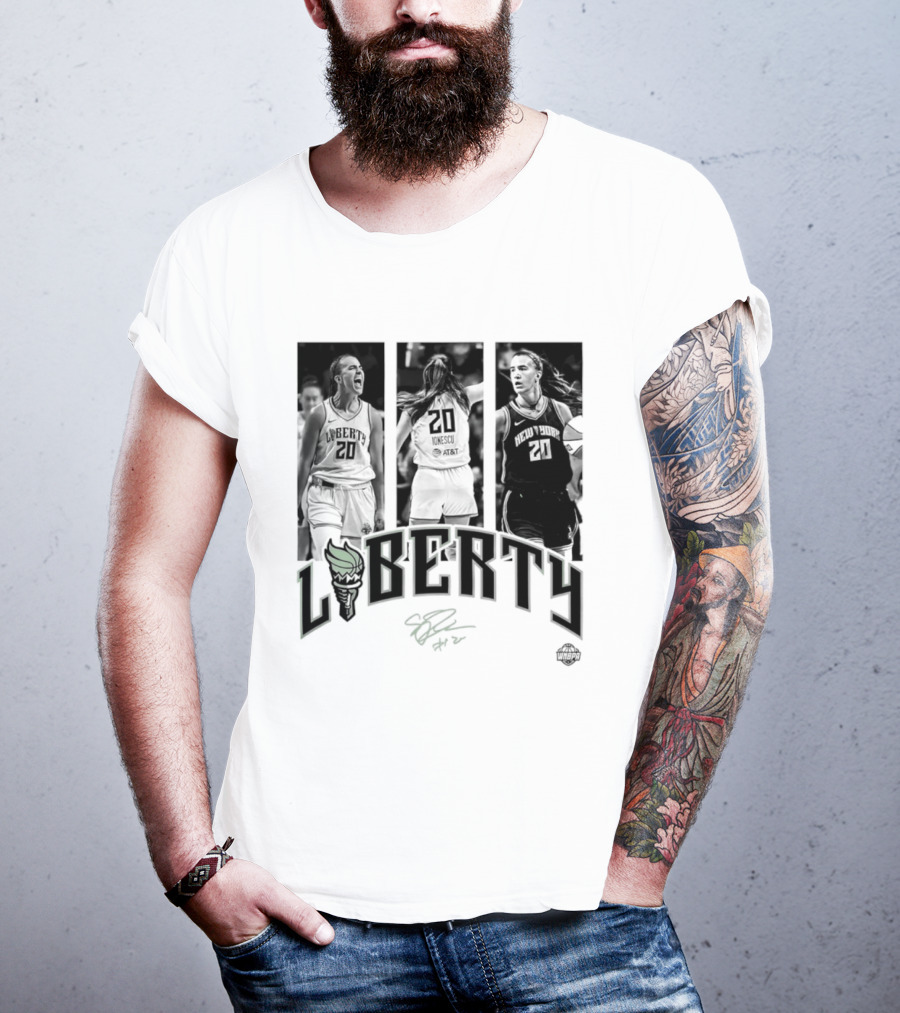 Sabrina Ionescu Liberty WNBA Player Collage Signature T-Shirt