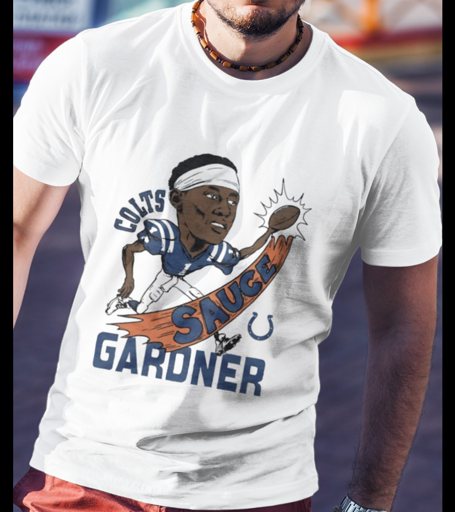 Colts Sauce Gardner Indianapolis Football Player Caricature T-Shirt