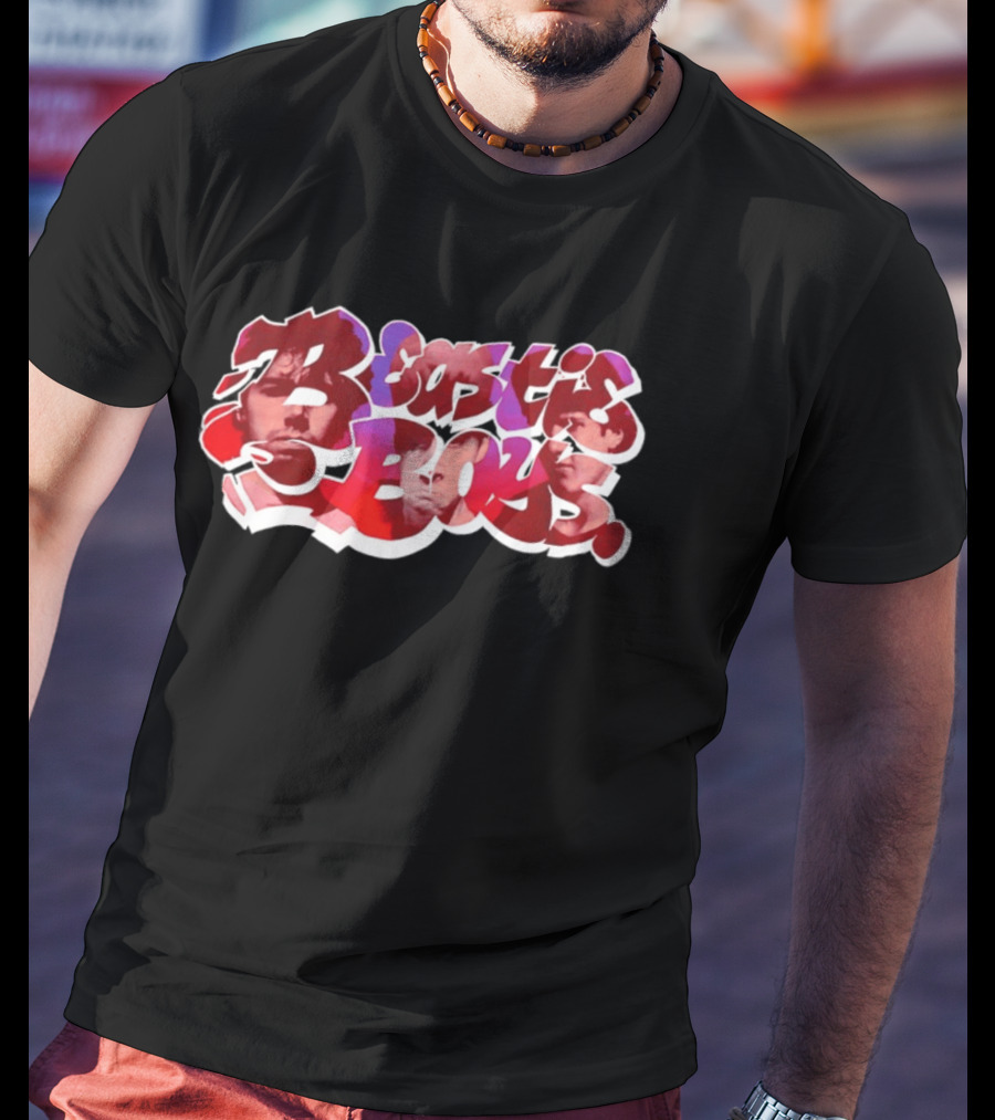 Beastie Boys Get Busy Or Get Lost Red And White Text With Faces T-Shirt