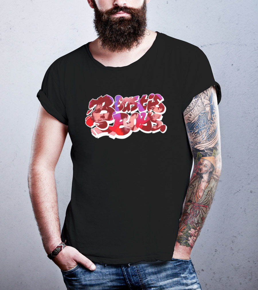 Beastie Boys Get Busy Or Get Lost Red And White Text With Faces T-Shirt