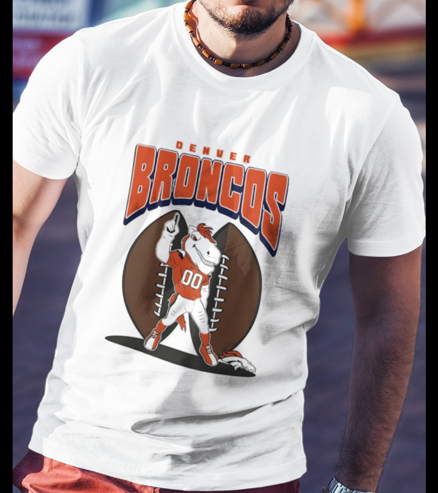 Denver Broncos 2026 Mascot Miles And Football T-Shirt