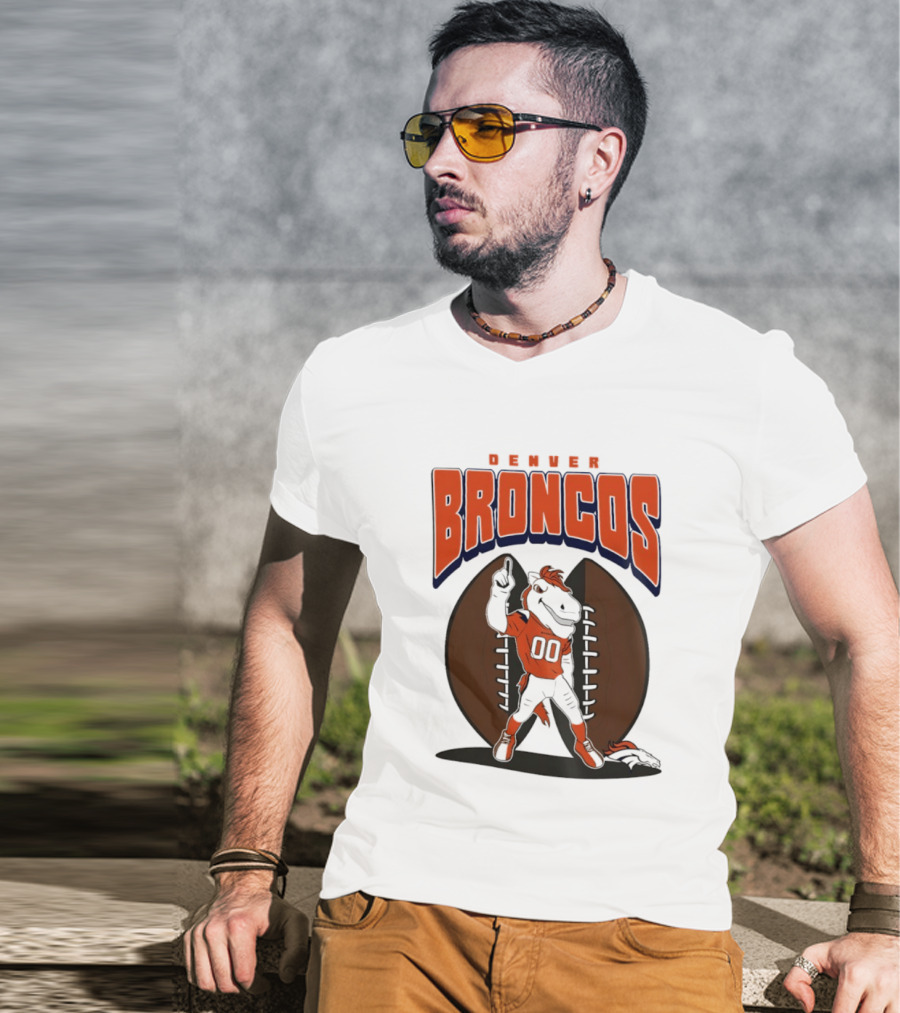 Denver Broncos 2026 Mascot Miles And Football T-Shirt