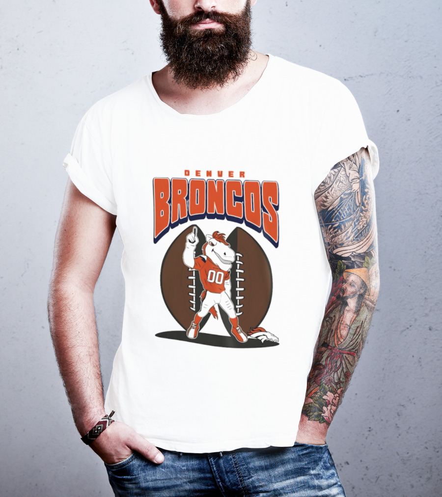 Denver Broncos 2026 Mascot Miles And Football T-Shirt