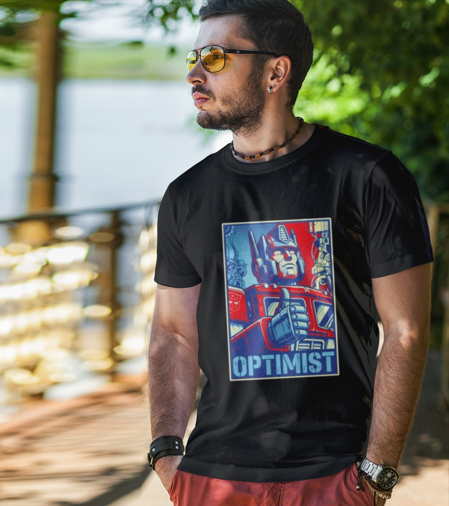 Optimus Prime Optimist Transformers Art Thumbs Up T-Shirt