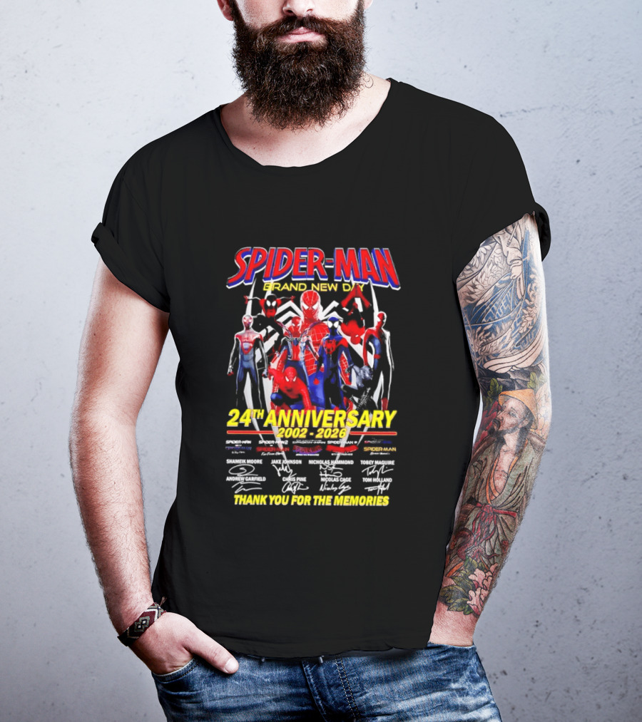 Spider Man Brand New Day 24th Anniversary 2002 2026 Thank You For The Memories T-Shirt