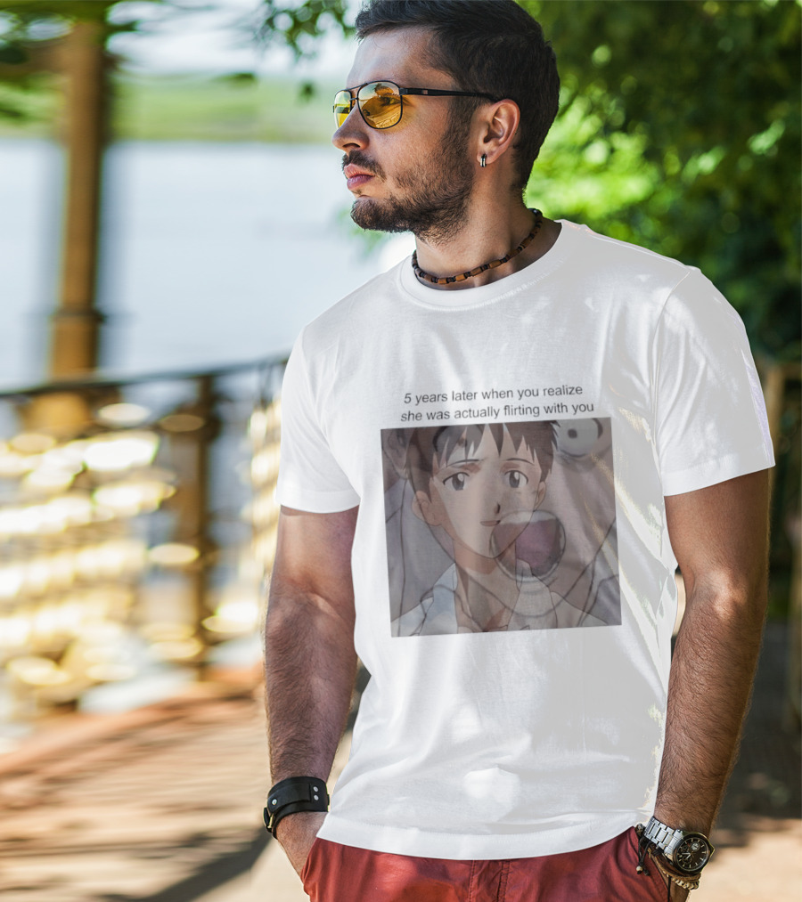 Neon Genesis Evangelion 5 Years Later Realizing She Was Actually Flirting Anime Moments T-Shirt