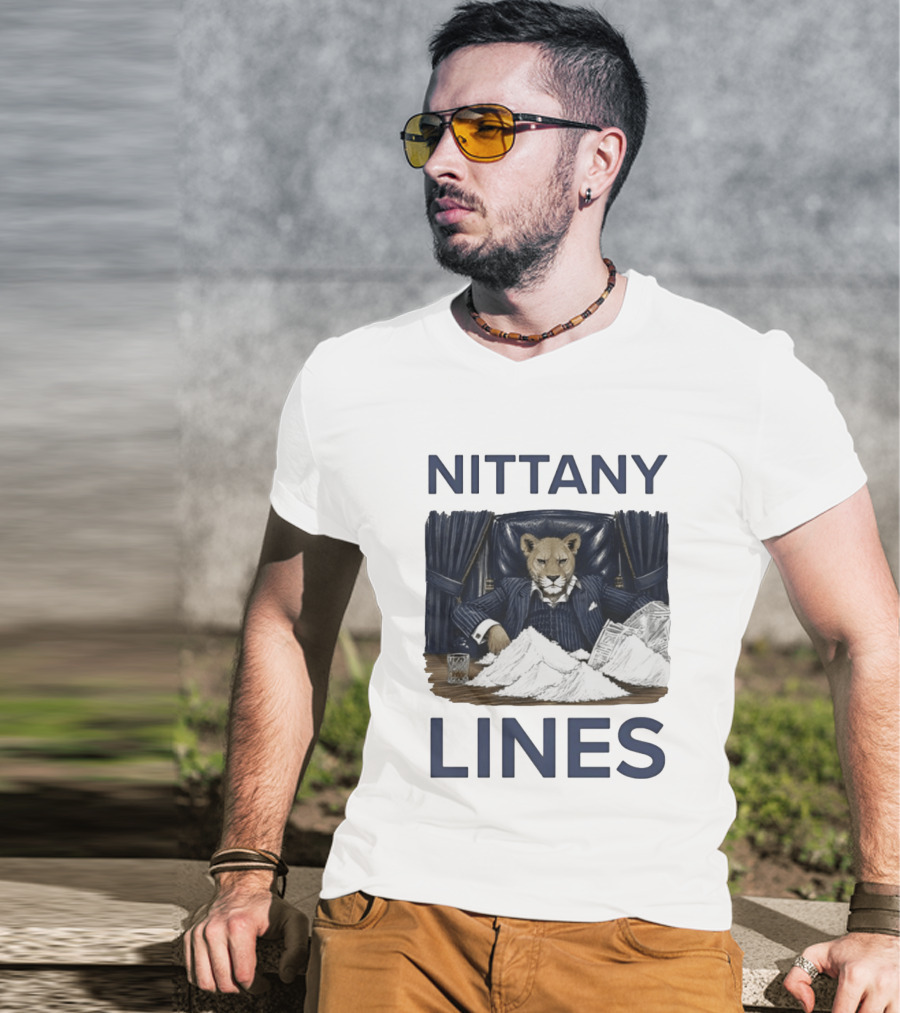 Nittany Lines Penn State Nittany Lions Lion In Suit With Money And White Powder T-Shirt