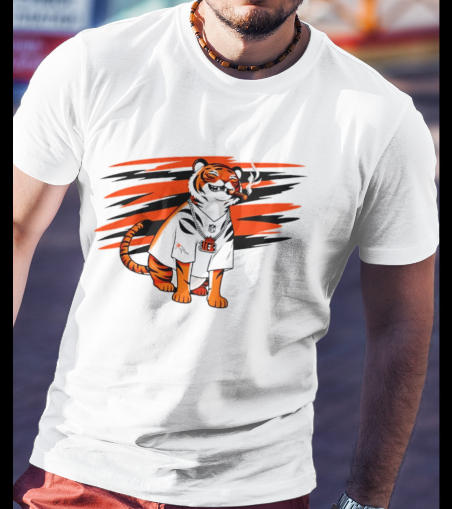 Cincinnati Bengals Tiger With Cigar And KGM Chain T-Shirt