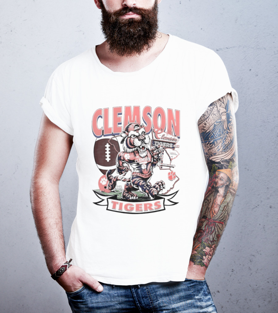 Clemson Tigers Football NCAA Cartoon T-Shirt