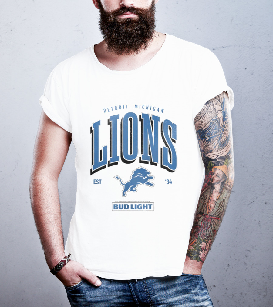 Detroit Michigan Lions Est '34 Bud Light T-Shirt