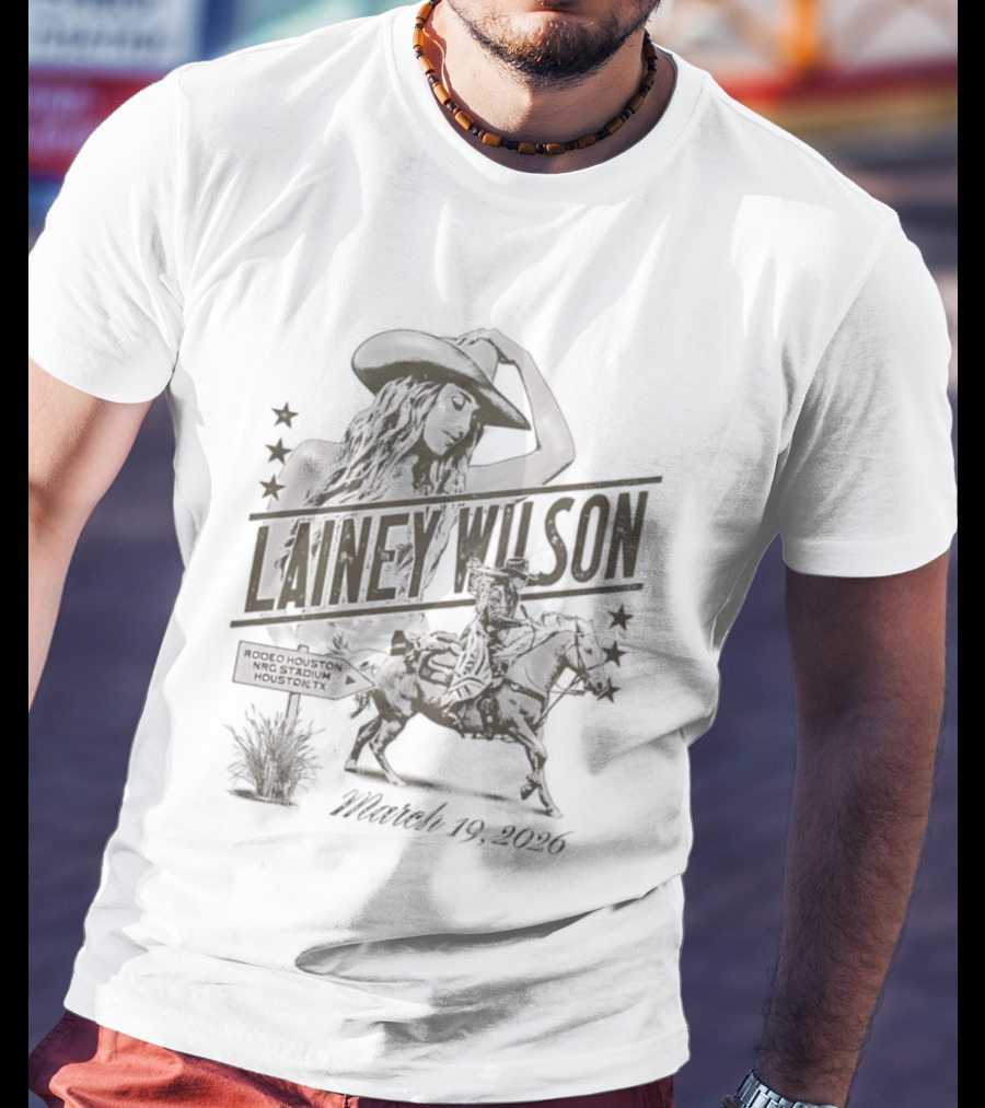 Lainey Wilson Rodeo Houston NRG Stadium March 19 2026 Cowboy Silhouette Stars T-Shirt