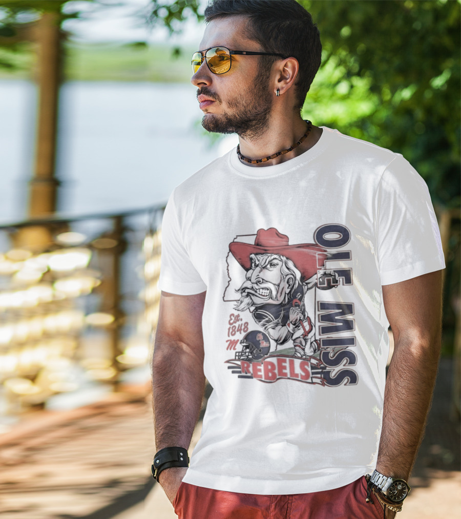Ole Miss Rebels Est 1848 Vintage Colonel Reb NCAA Football T-Shirt