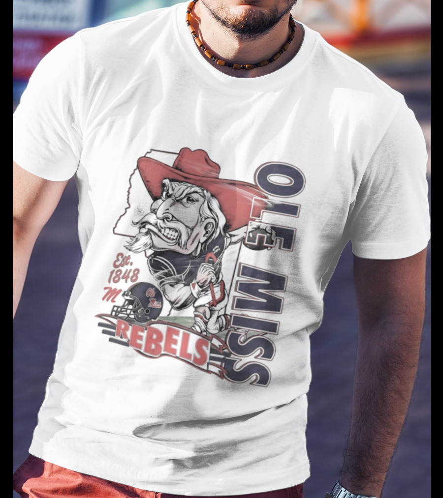 Ole Miss Rebels Est 1848 Vintage Colonel Reb NCAA Football T-Shirt