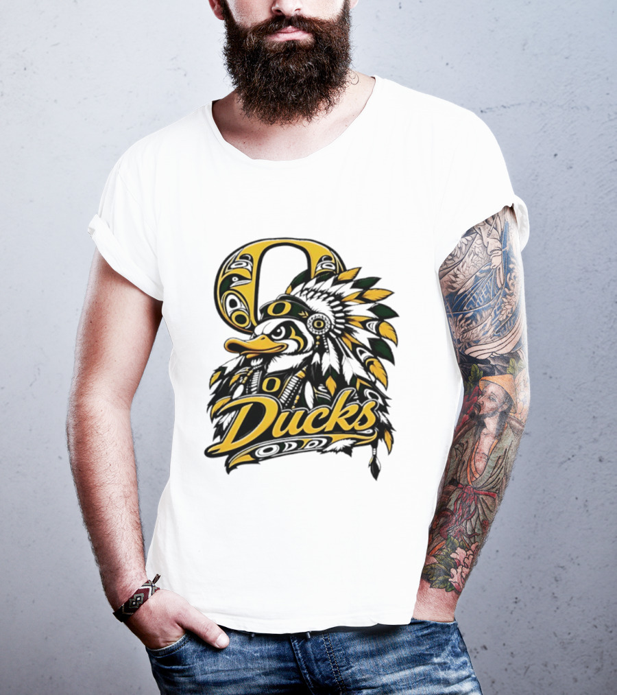 Oregon Ducks Native American Headdress Tribal T-Shirt