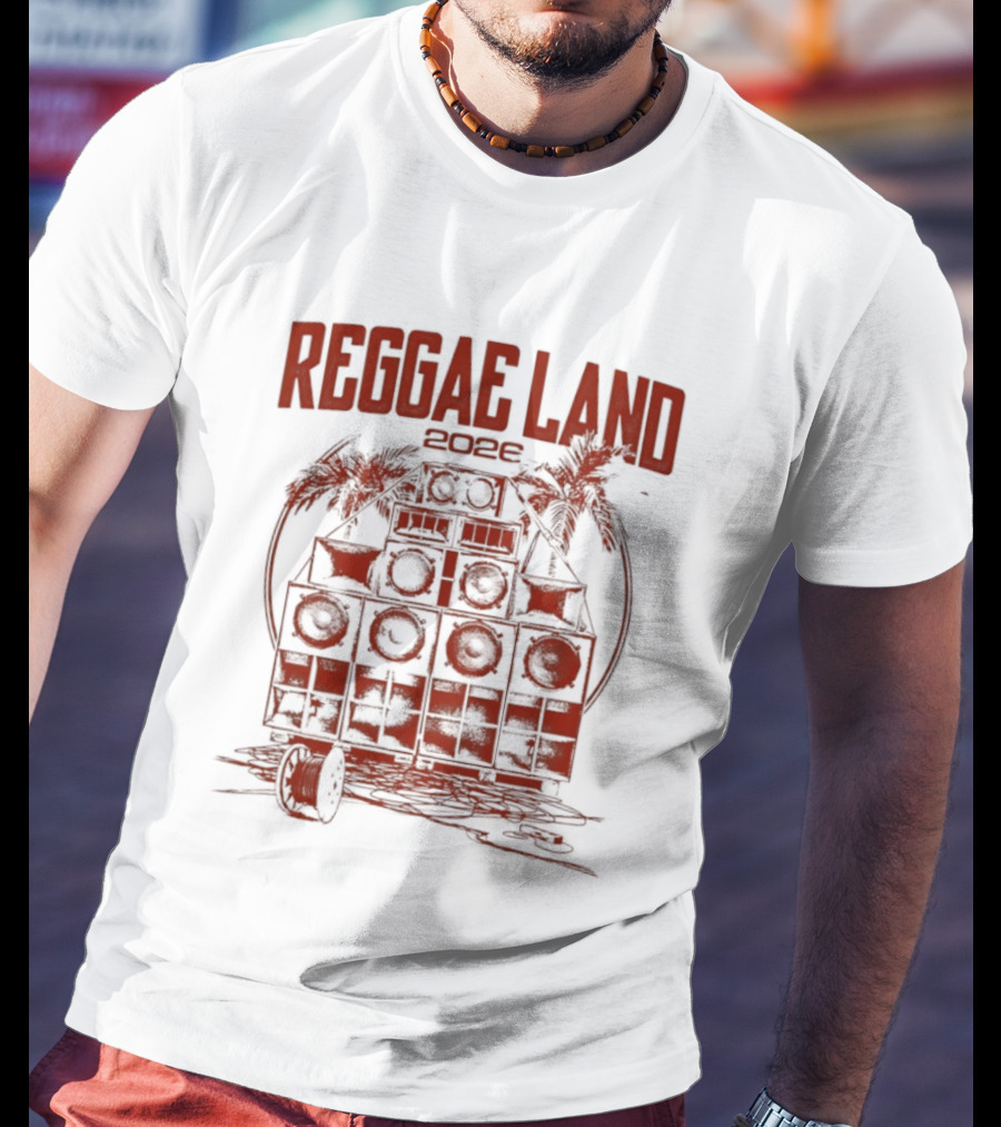 Reggae Land 2026 Soundsystem Palm Trees Stack T-Shirt