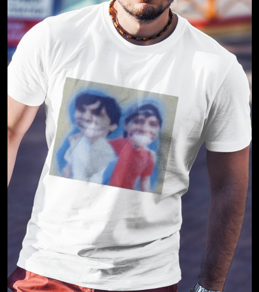 Slushy Noobs Hugging Cartoon Characters In Red And White Outfits T-Shirt