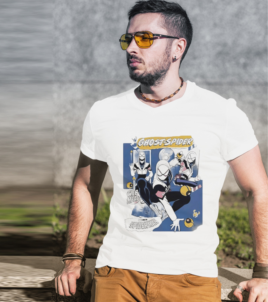 Ghost Spider Web Head Spider Man T-Shirt
