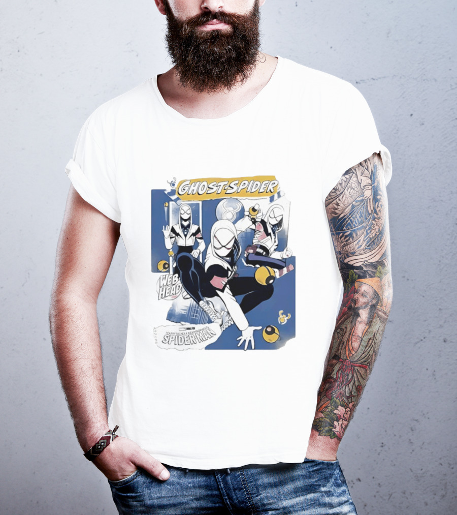 Ghost Spider Web Head Spider Man T-Shirt