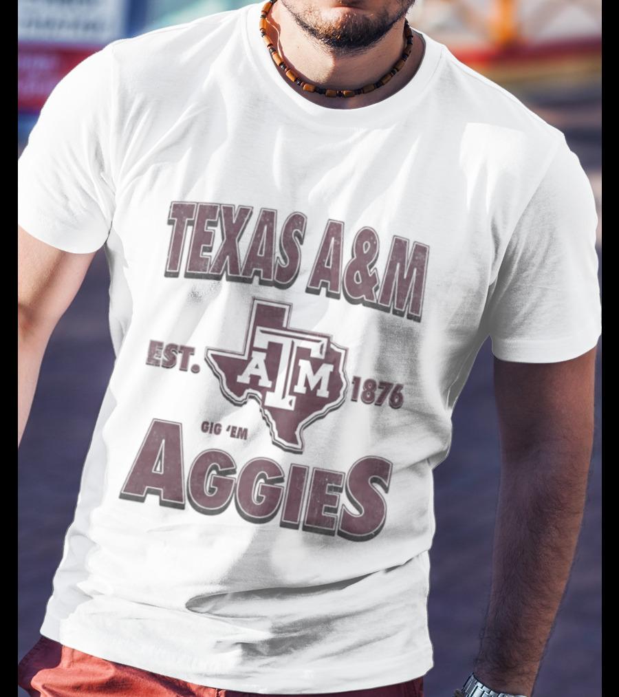 Texas A&M Est 1876 Gig 'Em Aggies A&M Logo State T-Shirt