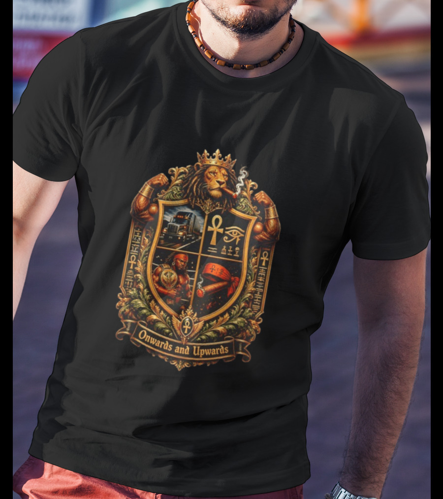 Onwards And Upwards Egyptian Ankh Lion King Smoking Cigar Truck T-Shirt