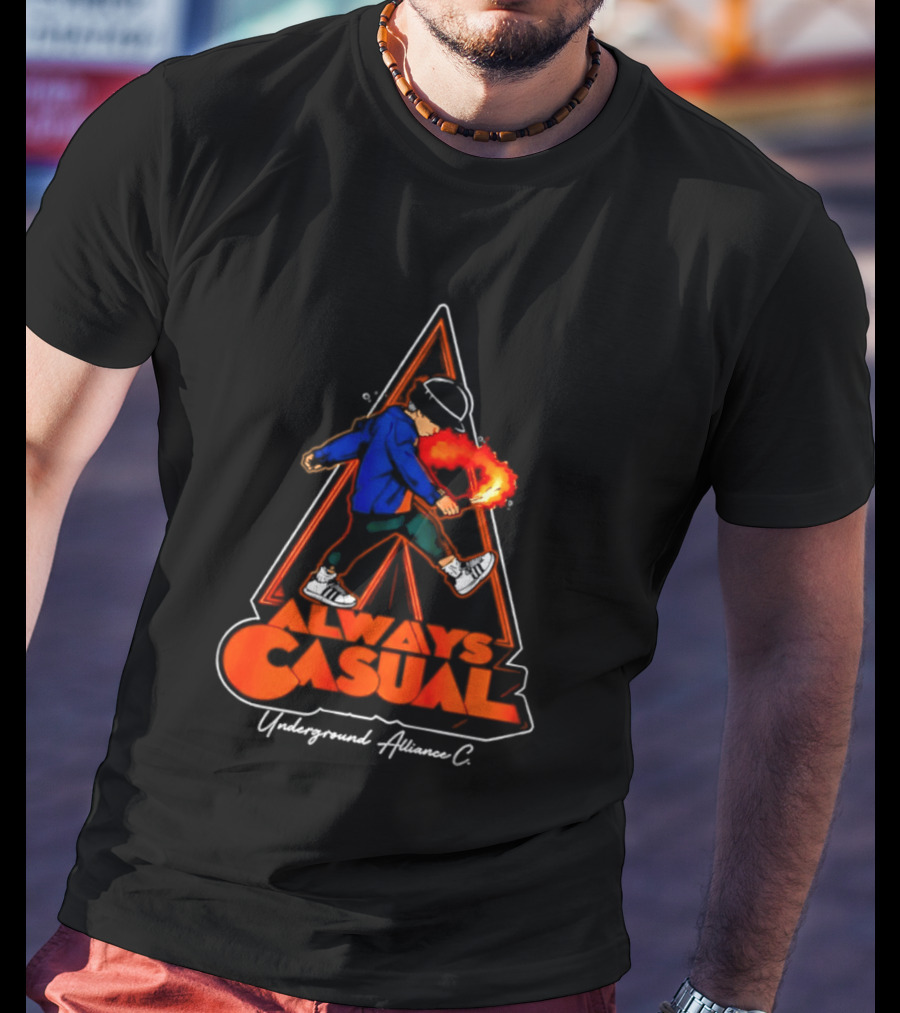 Always Casual Underground Alliance C Youth Flare Fire Backpack Street T-Shirt