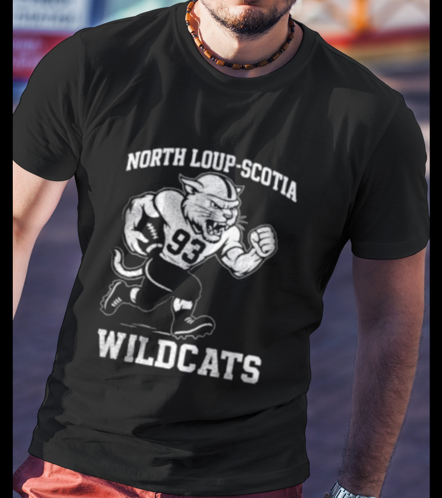 North Loup Scotia Wildcats 93 Football Player T-Shirt