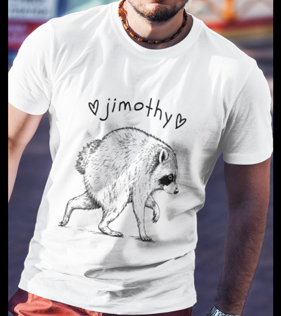 Jimothy Raccoon With Hearts Woodland Animal T-Shirt