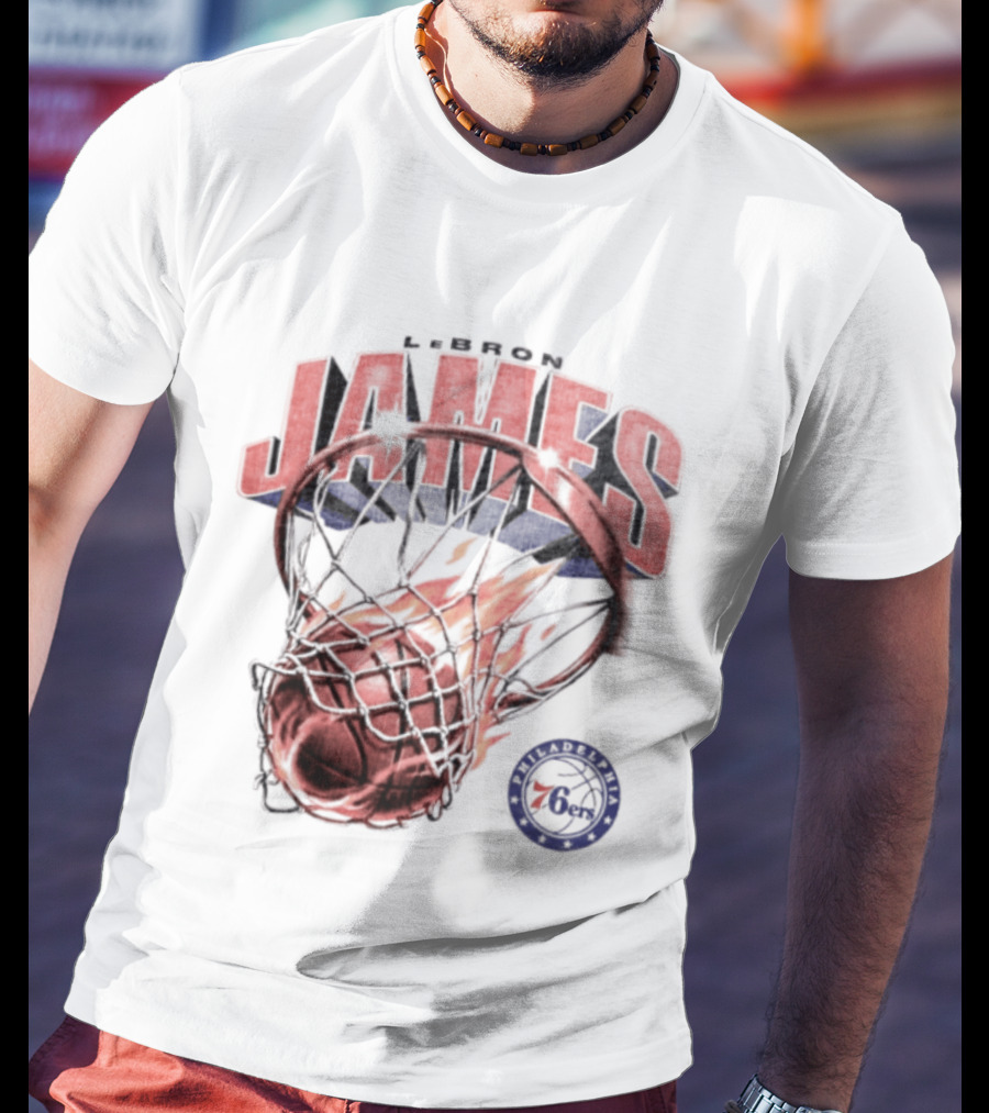 LeBron James 23 Basketball Fire Hoop Philadelphia 76ers T-Shirt